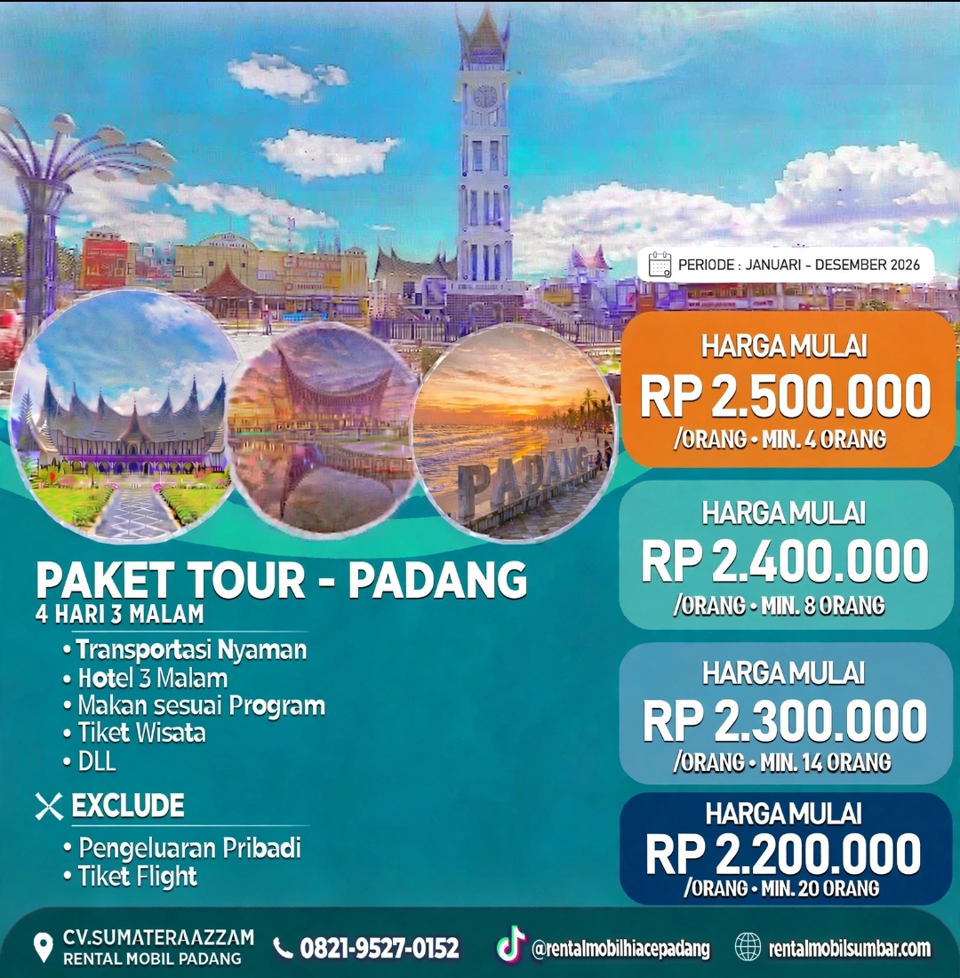 Paket Tour Padang - Alahan Panjang - Bukittinggi - Trip Sumbar